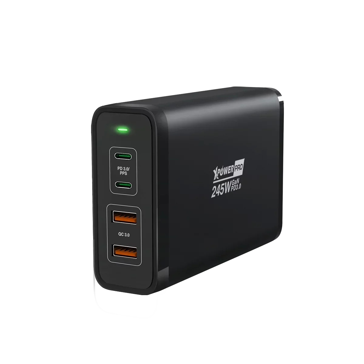 XPower Pro Gx245 245W 4-Port PD Gan Desktop Charger - Black - Tashqila XPower Pro Gx245 245W 4-Port PD Gan Desktop Charger - Black - Tashqila